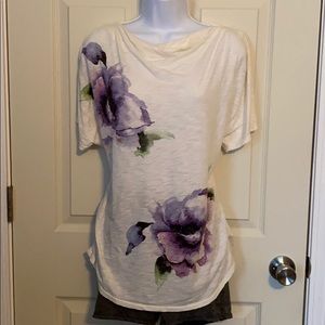 Soft floral on cream T-shirt size small fits Med